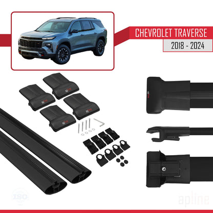 Compatible avec Chevrolet Traverse 2018-2024 FLY Model Barres de Toit Railing Porte-Bagages de Voiture Noir Aluminium 2 Barres