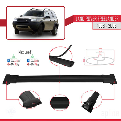 Compatible avec Land Rover Freelander (L314) 1998-2006 FLY Model Barres de Toit Railing Porte-Bagages de Voiture Noir Aluminium 3 Barres