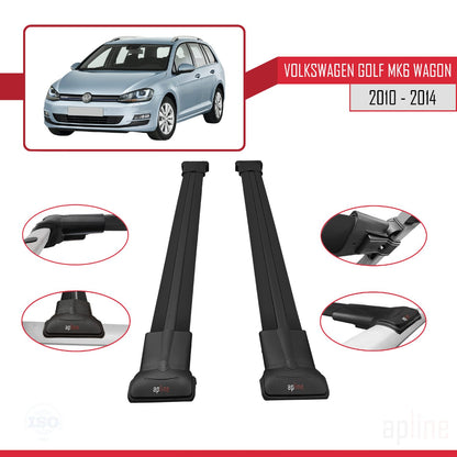 Compatible avec VW Golf Mk6 Wagon 2010-2014 FLY Model Barres de Toit Railing Porte-Bagages de Voiture Noir Aluminium 2 Barres