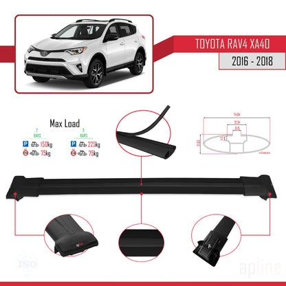Compatible avec Toyota RAV4 IV (XA40) Post-Facelift 2016-2018 FLY Model Barres de Toit Railing Porte-Bagages de Voiture Noir Aluminium 2 Barres