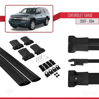 Kompatibel mit Chevrolet Tahoe 3 2007-2014 FLY Modell Dachgepäckträger, schwarzes Aluminium, 2 Stangen