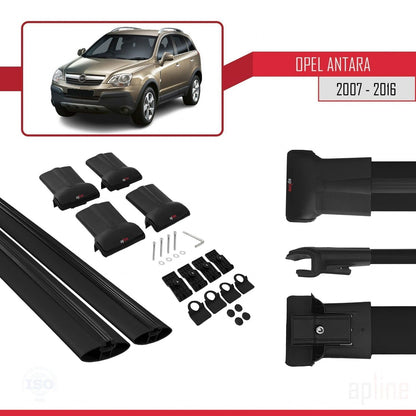 Compatible avec Opel Antara 2007-2016 FLY Model Barres de Toit Railing Porte-Bagages de Voiture Noir Aluminium 2 Barres