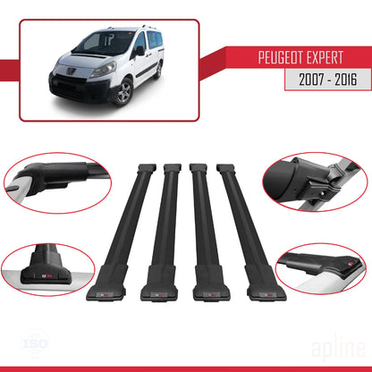 Compatible with Peugeot Expert 2 2007-2016 FLY Model Car Roof Rack Cross Bar Black Aluminium 4 Bars