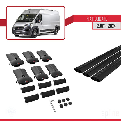 Compatibile con Fiat Ducato 3 2007-2025 Modello FLY Barre Portatutto Railing Portapacchi Auto Alluminio Nero 3 Barre