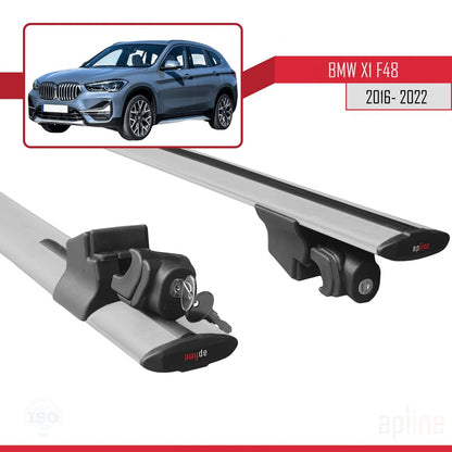 Compatible avec BMW X1 (F48) 2016-2022 HOOK Model Barres de Toit Railing Porte-Bagages de Voiture Gris Aluminium 2 Barres