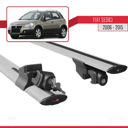 Compatible avec Fiat Sedici 2006-2015 HOOK Model Barres de Toit Railing Porte-Bagages de Voiture Gris Aluminium 2 Barres