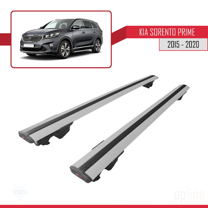 Compatible avec Kia Sorento 3 (UM) Prime 2015-2020 HOOK Model Barres de Toit Railing Porte-Bagages de Voiture Gris Aluminium 2 Barres