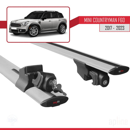 Compatible avec Mini Countryman 2 (F60) 2017-2023 HOOK Model Barres de Toit Railing Porte-Bagages de Voiture Gris Aluminium 2 Barres