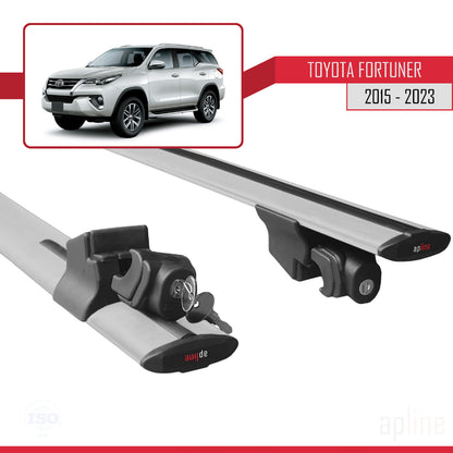 Compatible avec Toyota Fortuner (AN160) 2015-2023 HOOK Model Barres de Toit Railing Porte-Bagages de Voiture Gris Aluminium 2 Barres