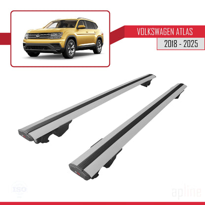 Compatible avec Volkswagen Atlas (CA1) 2018-2025 HOOK Model Barres de Toit Railing Porte-Bagages de Voiture Gris Aluminium 2 Barres