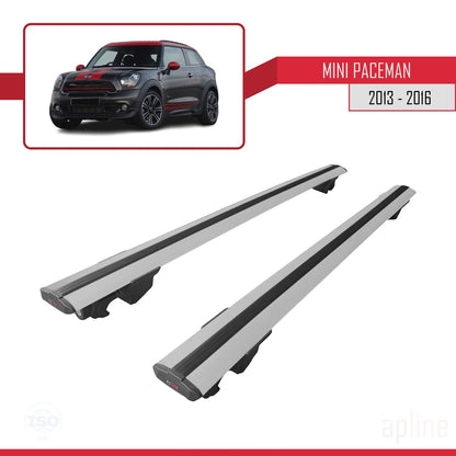 Compatible avec Mini Paceman (R61) 2013-2016 HOOK Model Barres de Toit Railing Porte-Bagages de Voiture Gris Aluminium 2 Barres