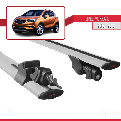 Compatible with Opel Mokka X (J13) 2016-2019 HOOK Model Car Roof Rack Cross Bar Grey Aluminium 2 Bars