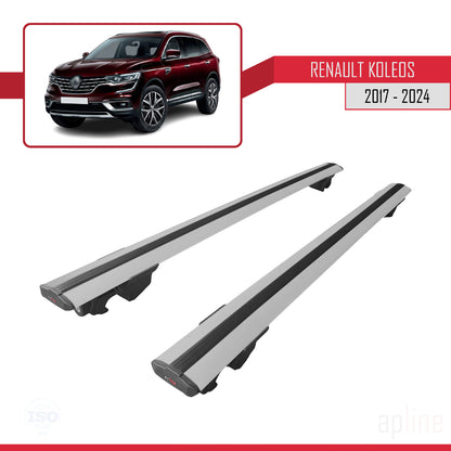 Compatible avec Renault Koleos 2 (HC) 2017-2024 HOOK Model Barres de Toit Railing Porte-Bagages de Voiture Gris Aluminium 2 Barres