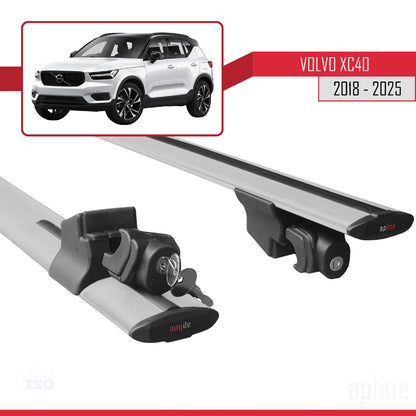 Compatible avec Volvo XC40 2018-2025 HOOK Model Barres de Toit Railing Porte-Bagages de Voiture Gris Aluminium 2 Barres