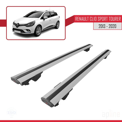 Compatible avec Renault Clio 4 ST 2013-2020 HOOK Model Barres de Toit Railing Porte-Bagages de Voiture Gris Aluminium 2 Barres