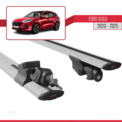 Compatible avec Ford Kuga 3 (CX482) 2020-2025 HOOK Model Barres de Toit Railing Porte-Bagages de Voiture Gris Aluminium 2 Barres