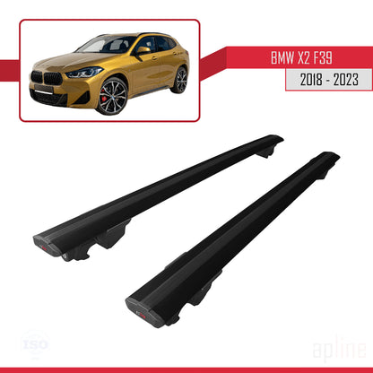 Compatibile con BMW X2 (F39) 2018-2023 modello HOOK Barre portatutto per auto Portapacchi in alluminio nero 2 barre