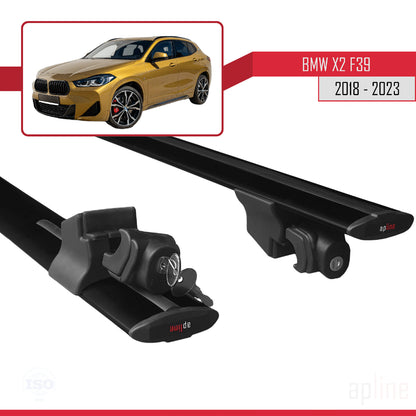 Compatibile con BMW X2 (F39) 2018-2023 modello HOOK Barre portatutto per auto Portapacchi in alluminio nero 2 barre