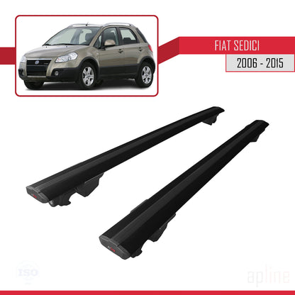 Compatible avec Fiat Sedici 2006-2015 HOOK Model Barres de Toit Railing Porte-Bagages de Voiture Noir Aluminium 2 Barres