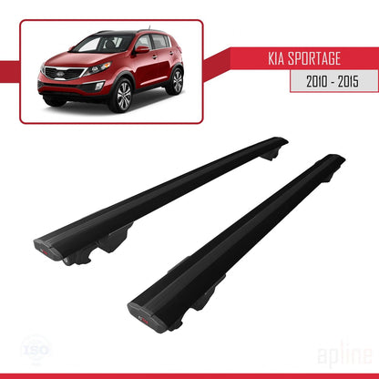 Compatible avec Kia Sportage 3 (SL) 2010-2015 HOOK Model Barres de Toit Railing Porte-Bagages de Voiture Noir Aluminium 2 Barres
