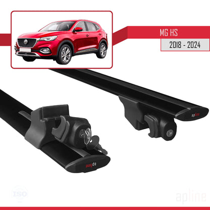 Compatible avec MG HS (AS23) 2018-2024 HOOK Model Barres de Toit Railing Porte-Bagages de Voiture Noir Aluminium 2 Barres