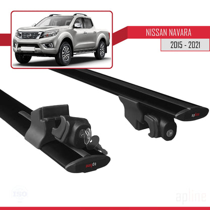 Compatible avec Nissan Navara 4 (D23) 2015-2021 HOOK Model Barres de Toit Railing Porte-Bagages de Voiture Noir Aluminium 2 Barres