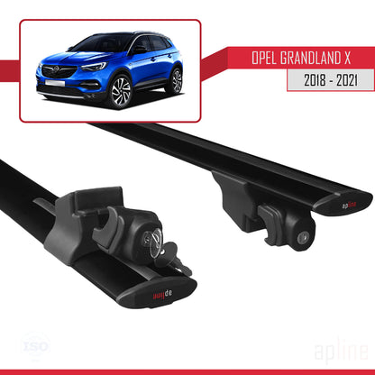 Compatible avec Opel Grandland X 2018-2021 HOOK Model Barres de Toit Railing Porte-Bagages de Voiture Noir Aluminium 2 Barres