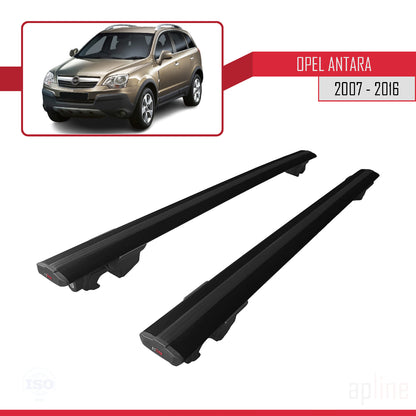 Compatible avec Opel Antara 2007-2016 HOOK Model Barres de Toit Railing Porte-Bagages de Voiture Noir Aluminium 2 Barres