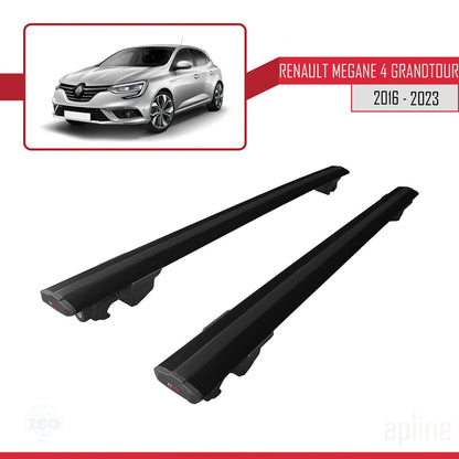 Compatible avec Renault Megane 4 (KFB) Grandtour 2016-2023 HOOK Model Barres de Toit Railing Porte-Bagages de Voiture Noir Aluminium 2 Barres