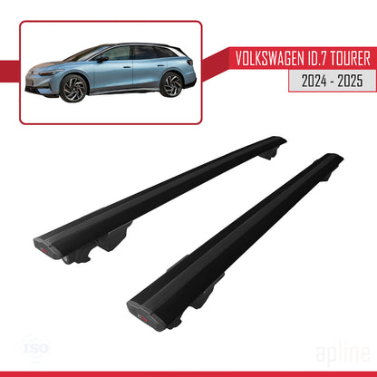 Compatible avec Volkswagen ID.7 Tourer 2024-2025 HOOK Model Barres de Toit Railing Porte-Bagages de Voiture Noir Aluminium 2 Barres