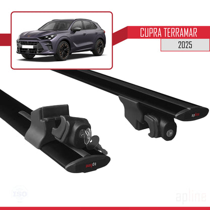 Compatible avec Cupra Terramar 2025-2025 HOOK Model Barres de Toit Railing Porte-Bagages de Voiture Noir Aluminium 2 Barres