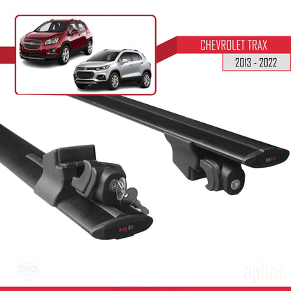 Compatible avec Chevrolet Trax (U200) 2013-2022 HOOK Model Barres de Toit Railing Porte-Bagages de Voiture Noir Aluminium 2 Barres