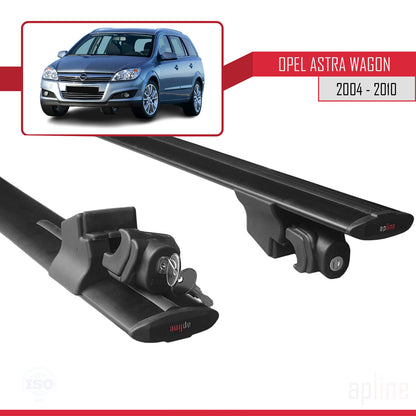 Compatible avec Opel Astra H (A04) Break 2004-2010 HOOK Model Barres de Toit Railing Porte-Bagages de Voiture Noir Aluminium 2 Barres