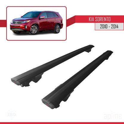Compatible avec Kia Sorento 2 (XM) 2010-2014 HOOK Model Barres de Toit Railing Porte-Bagages de Voiture Noir Aluminium 2 Barres
