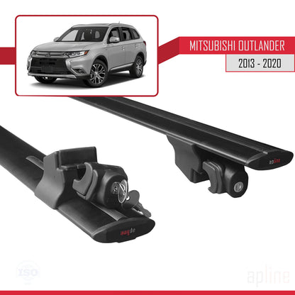 Compatible avec Mitsubishi Outlander 3 2013-2020 HOOK Model Barres de Toit Railing Porte-Bagages de Voiture Noir Aluminium 2 Barres