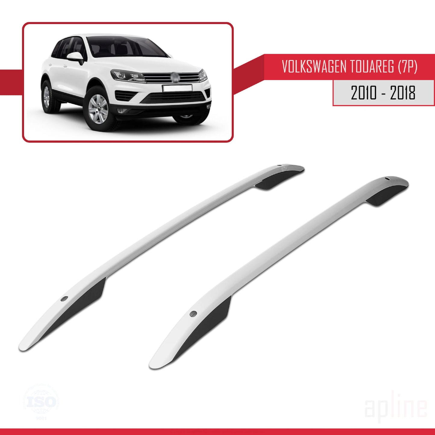 Compatible avec Volkswagen Touareg 2 (7P) 2010-2018 (Empattement Court L1/H1) Rails de Toit Porte-bagages sur le Toit (Modèle Adhésif) Gris