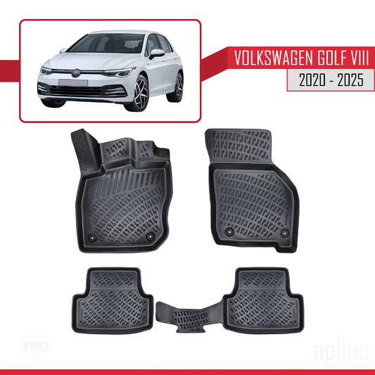 Compatible avec Volkswagen Golf 8 (CD1) (Vitesses Automatique) 2020-2025 4D Tapis de Voiture Noir