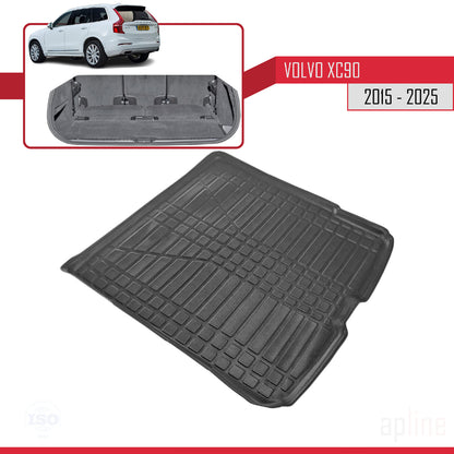 Compatible avec Volvo XC90 II 2015-2025 Flexible Tapis de Coffre Plancher de Chargement Noir