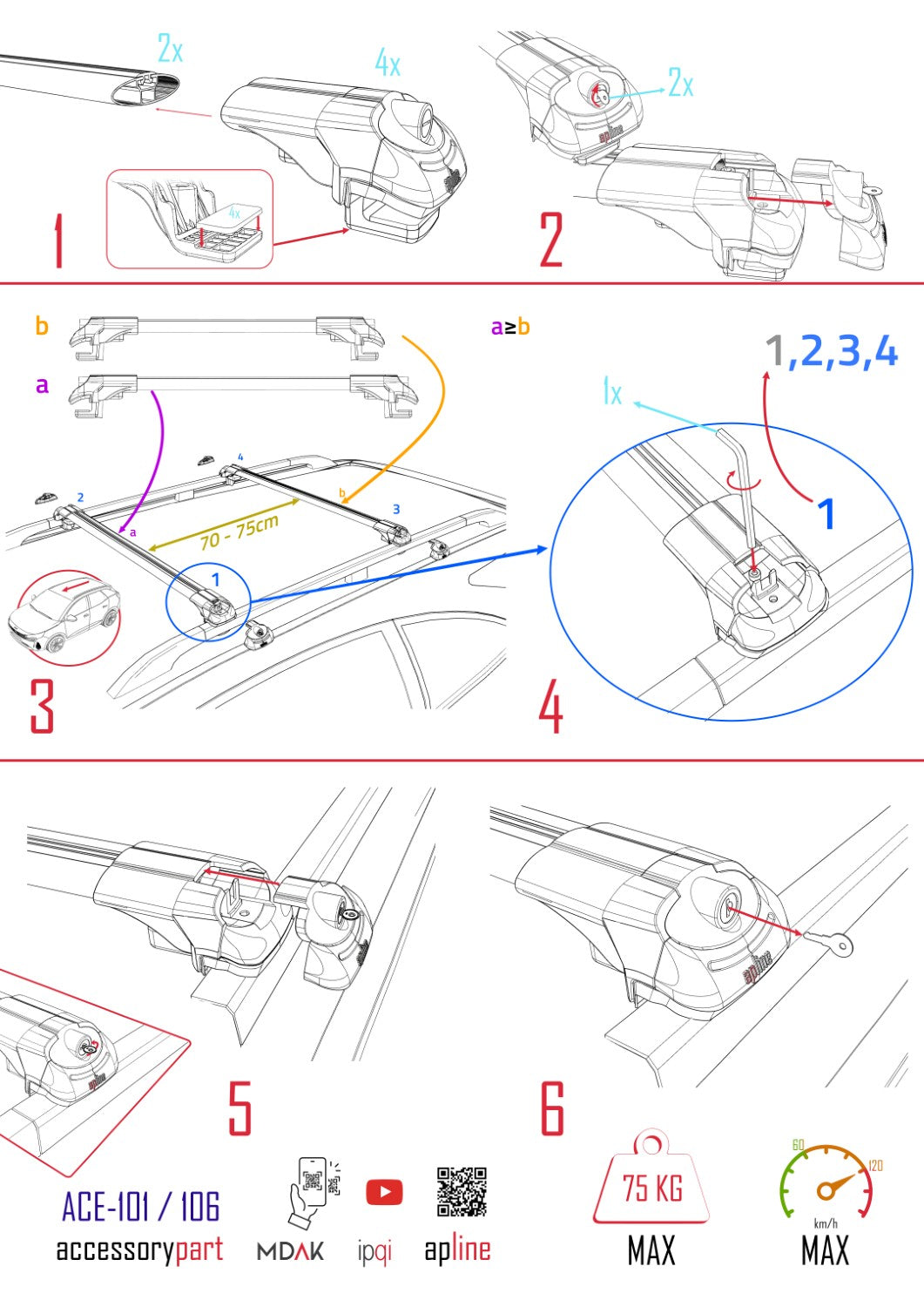 Kompatibel mit Dacia Sandero Stepway 3 2021-2025 ACE-1 Dachgepäckträger, Reling, Gepäckträger, graues Aluminium, 2 Stangen