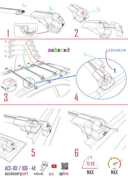 Kompatibel mit Chevrolet Tahoe 1995-2000 ACE-1 Dachgepäckträger, Reling, Gepäckträger, graues Aluminium, 4 Stangen