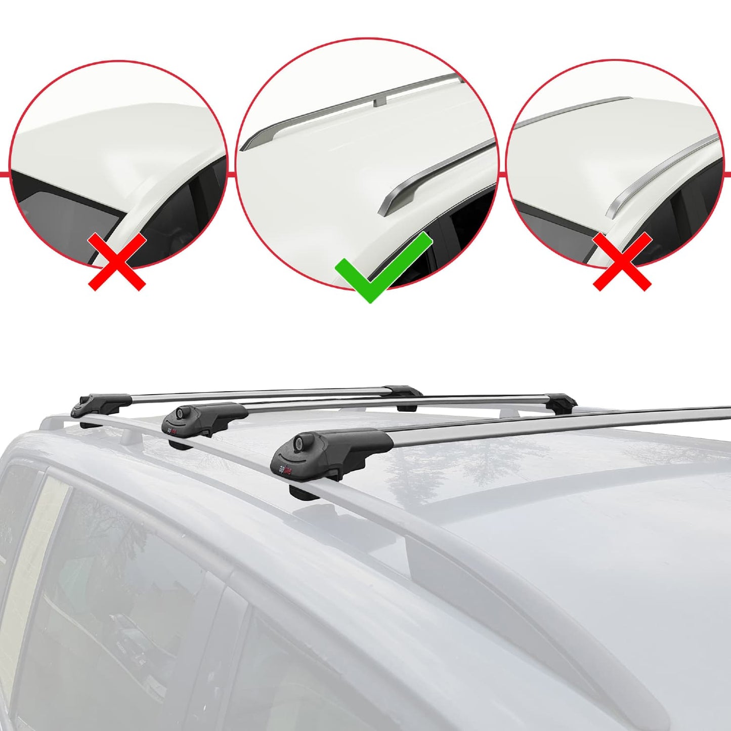 Compatible avec Seat Ateca (KH7) 2016-2025 ACE-1 Barres de Toit Railing Porte-Bagages de Voiture Gris Aluminium 3 Barres