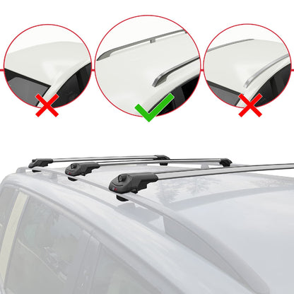 Compatible with Mercedes Viano 2 (W639) Pre-Facelift 2003-2010 ACE-1 Car Roof Rack Cross Bar Grey Aluminium 3 Bars