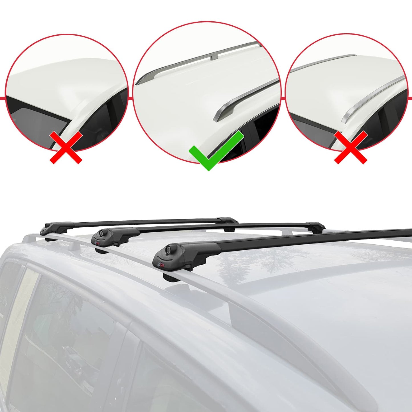 Compatible avec Citroen C3 Aircross (A88) 2018-2024 ACE-1 Barres de Toit Railing Porte-Bagages de Voiture Noir Aluminium 3 Barres