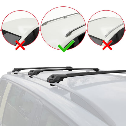 Compatible avec Kia Soul (AM) HB 2009-2013 ACE-1 Barres de Toit Railing Porte-Bagages de Voiture Noir Aluminium 3 Barres