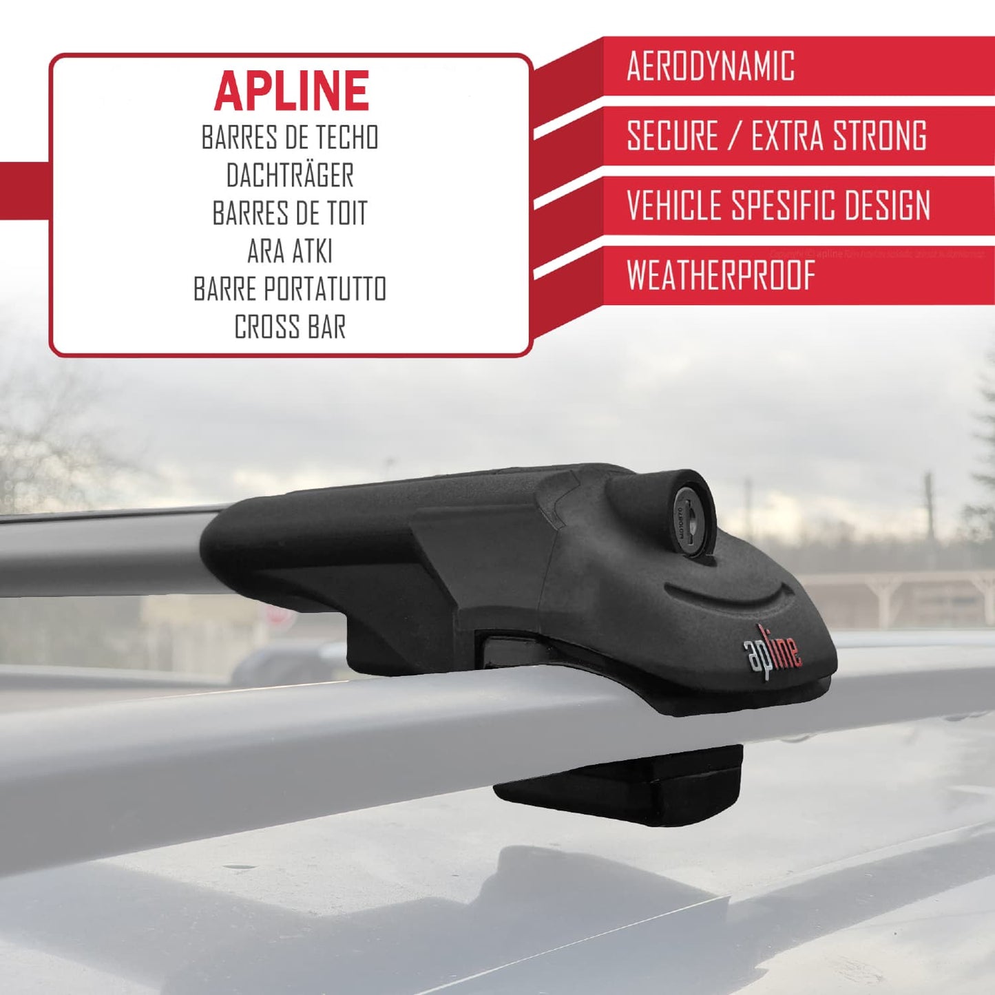 Compatible with Ford Transit / Tourneo Courier 2024-2025 ACE-1 Car Roof Rack Cross Bar Grey Aluminium 2 Bars