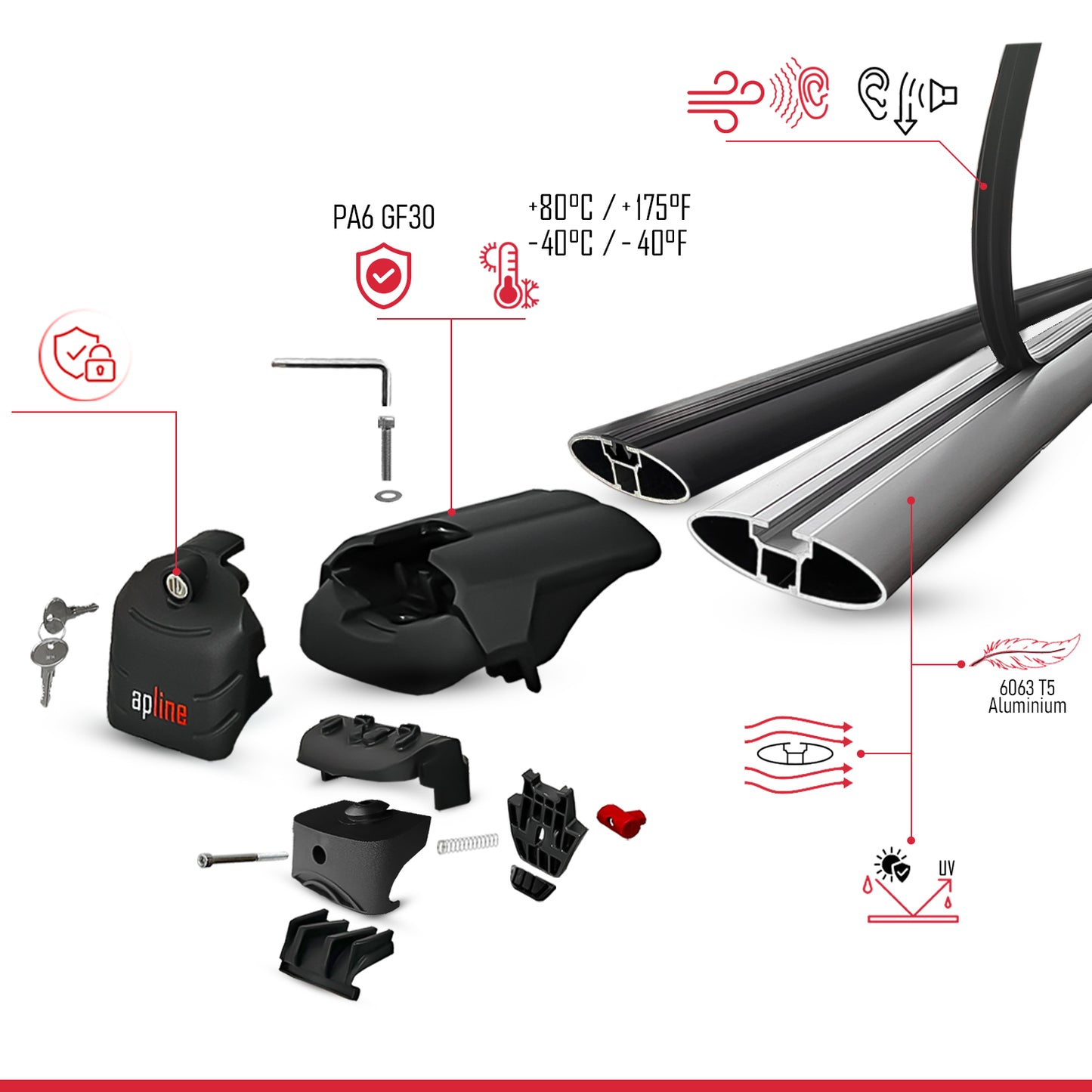 Compatible avec Volvo XC60 II 2017-2026 ACE-2 modèle Barres de Toit Railing Porte-Bagages de Voiture Gris Aluminium Barres