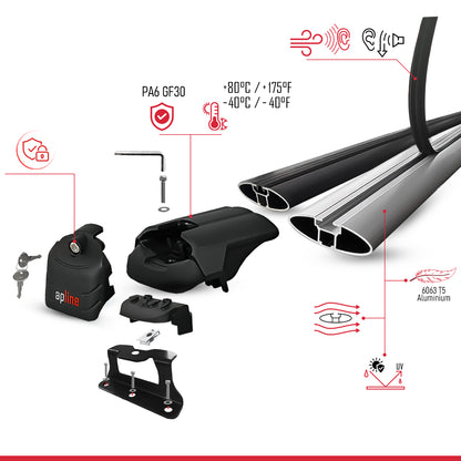 Compatible avec Honda CR-V 2 2002-2006 ACE-2 modèle Barres de Toit Railing Porte-Bagages de Voiture Gris Aluminium Barres
