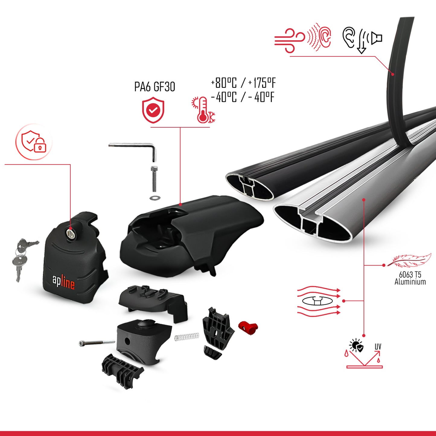 Compatible avec Mazda CX-9 (TC) 2016-2024 ACE-2 modèle Barres de Toit Railing Porte-Bagages de Voiture Noir Aluminium Barres