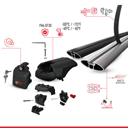 Compatible avec Volkswagen T-Cross (C11) 2019-2026 ACE-2 modèle Barres de Toit Railing Porte-Bagages de Voiture Gris Aluminium Barres