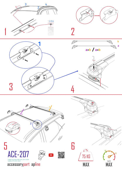 Compatibile con Cadillac Escalade 2015-2020 ACE-2 Barre portatutto per auto Portapacchi in alluminio grigio 2 barre